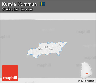 Gray 3D Map of Kumla Kommun, single color outside