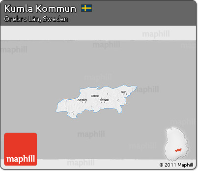 Gray 3D Map of Kumla Kommun, single color outside