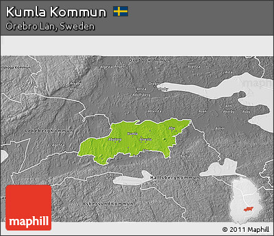 Physical 3D Map of Kumla Kommun, desaturated