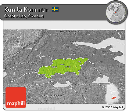 Physical 3D Map of Kumla Kommun, desaturated