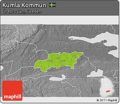 Physical 3D Map of Kumla Kommun, desaturated