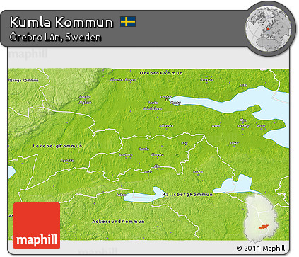 Physical 3D Map of Kumla Kommun