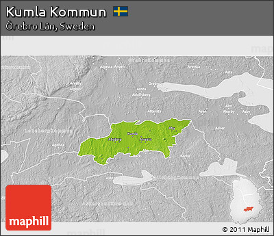 Physical 3D Map of Kumla Kommun, lighten, desaturated