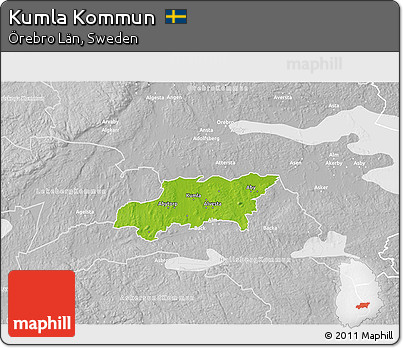 Physical 3D Map of Kumla Kommun, lighten, desaturated