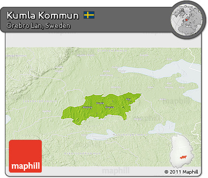 Physical 3D Map of Kumla Kommun, lighten