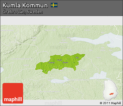 Physical 3D Map of Kumla Kommun, lighten