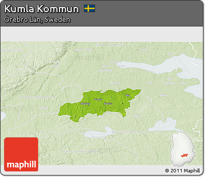 Physical 3D Map of Kumla Kommun, lighten
