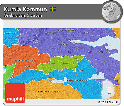 Physical 3D Map of Kumla Kommun, political outside