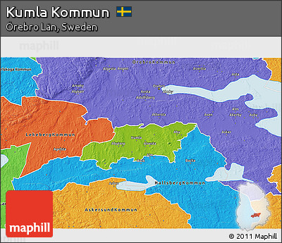 Physical 3D Map of Kumla Kommun, political outside