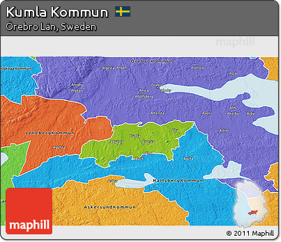 Physical 3D Map of Kumla Kommun, political outside
