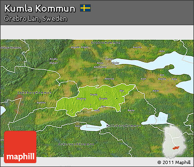 Physical 3D Map of Kumla Kommun, satellite outside