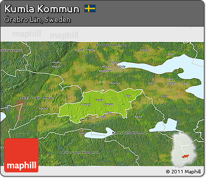 Physical 3D Map of Kumla Kommun, satellite outside