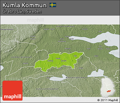 Physical 3D Map of Kumla Kommun, semi-desaturated