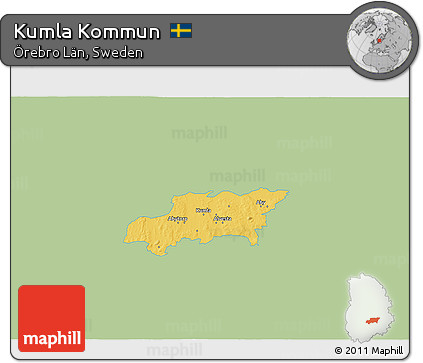 Savanna Style 3D Map of Kumla Kommun, single color outside
