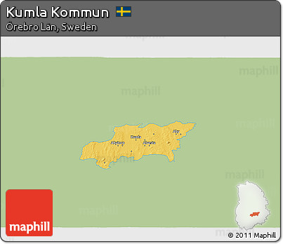 Savanna Style 3D Map of Kumla Kommun, single color outside