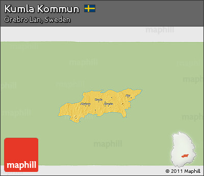 Savanna Style 3D Map of Kumla Kommun, single color outside