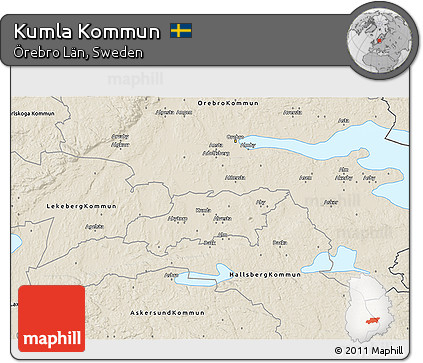 Shaded Relief 3D Map of Kumla Kommun
