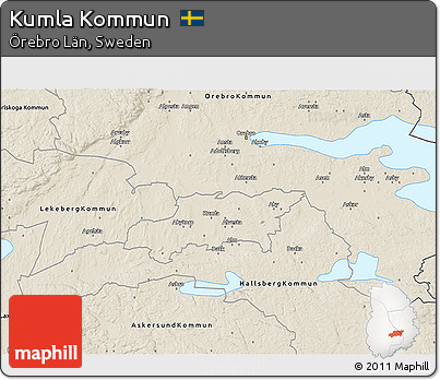 Shaded Relief 3D Map of Kumla Kommun
