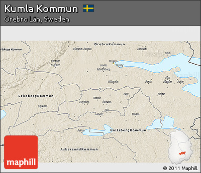 Shaded Relief 3D Map of Kumla Kommun