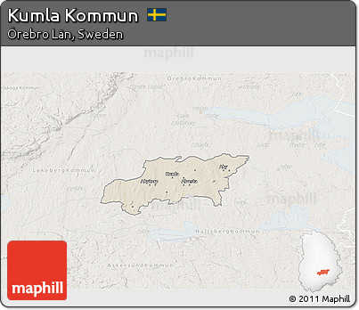 Shaded Relief 3D Map of Kumla Kommun, lighten