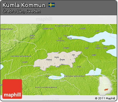 Shaded Relief 3D Map of Kumla Kommun, physical outside