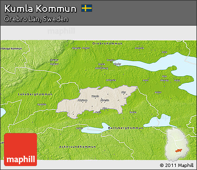 Shaded Relief 3D Map of Kumla Kommun, physical outside