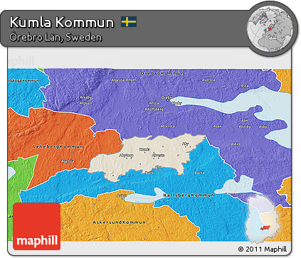 Shaded Relief 3D Map of Kumla Kommun, political outside