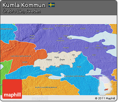 Shaded Relief 3D Map of Kumla Kommun, political outside