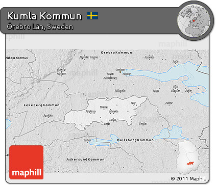 Silver Style 3D Map of Kumla Kommun
