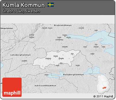 Silver Style 3D Map of Kumla Kommun