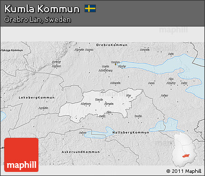 Silver Style 3D Map of Kumla Kommun