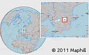 Gray Location Map of Kumla Kommun, highlighted parent region, hill shading