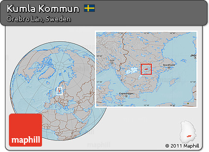 Gray Location Map of Kumla Kommun, hill shading