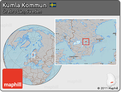 Gray Location Map of Kumla Kommun, hill shading