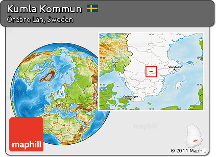 Physical Location Map of Kumla Kommun, highlighted country