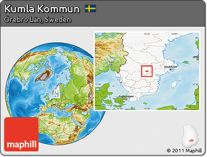 Physical Location Map of Kumla Kommun, highlighted country