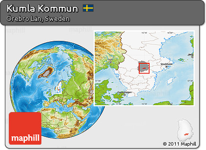 Physical Location Map of Kumla Kommun, highlighted country, highlighted parent region