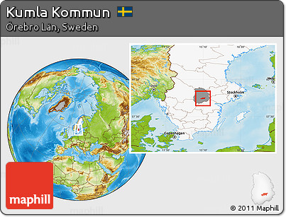 Physical Location Map of Kumla Kommun, highlighted country, highlighted parent region