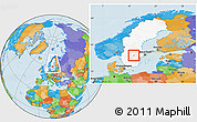 Political Location Map of Kumla Kommun, highlighted country, within the entire country