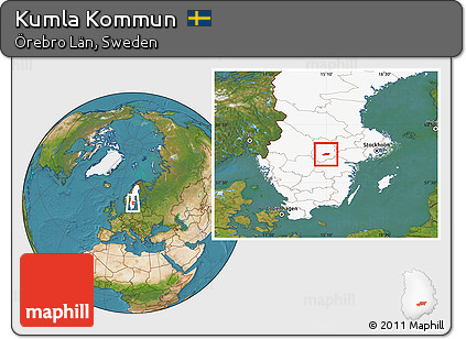 Satellite Location Map of Kumla Kommun, highlighted country