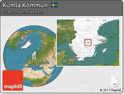 Satellite Location Map of Kumla Kommun, highlighted country