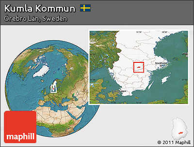 Satellite Location Map of Kumla Kommun, highlighted country