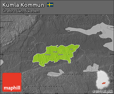 Physical Map of Kumla Kommun, darken, desaturated