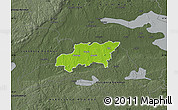 Physical Map of Kumla Kommun, darken, semi-desaturated