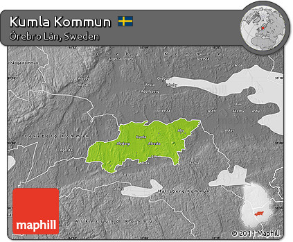 Physical Map of Kumla Kommun, desaturated