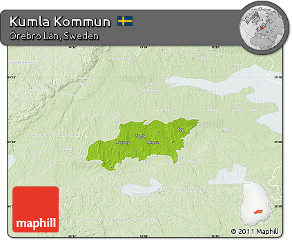 Physical Map of Kumla Kommun, lighten