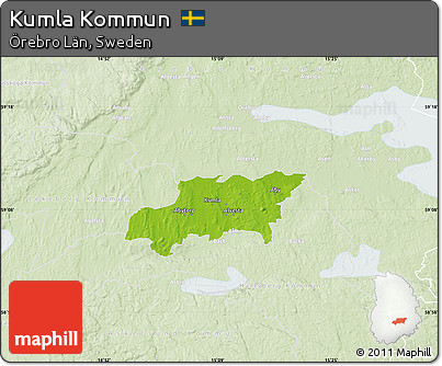 Physical Map of Kumla Kommun, lighten