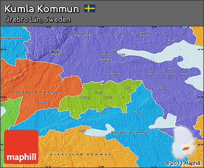 Physical Map of Kumla Kommun, political outside