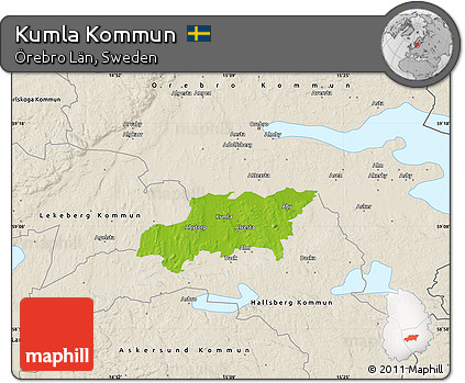 Physical Map of Kumla Kommun, shaded relief outside