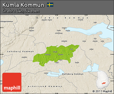 Physical Map of Kumla Kommun, shaded relief outside